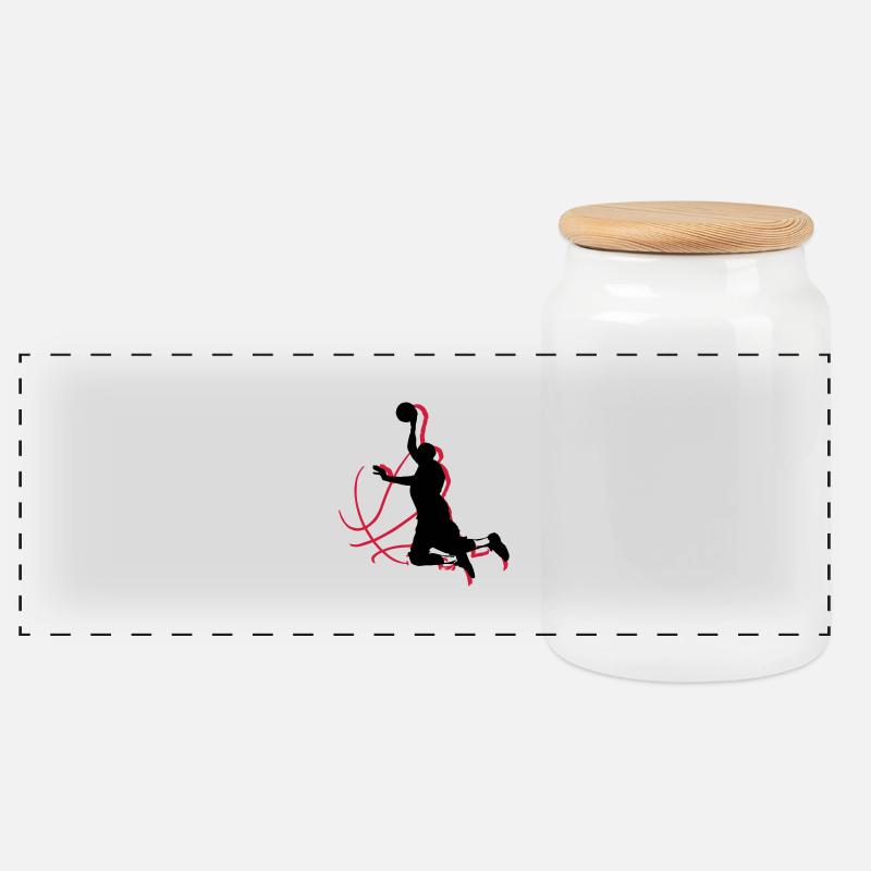 basketball - Panorama Keksdose mit Holzdeckel - Weiß