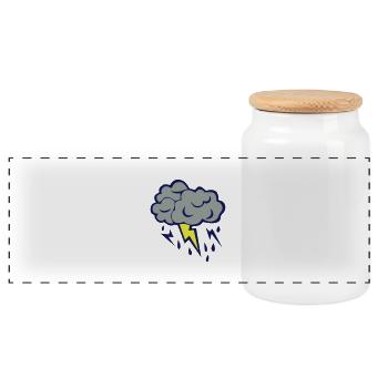 cloud cloud lightning storm rain 606 - Panoramic Cookie Jar with Wooden Lid - white - Front