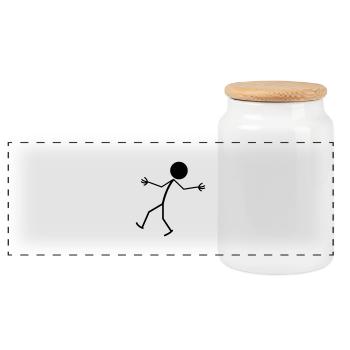 Happy Man - Boîte à biscuits avec couvercle en bois - blanc - Devant
