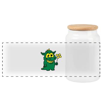 Dragon avec fleurs - Boîte à biscuits avec couvercle en bois - blanc - Devant