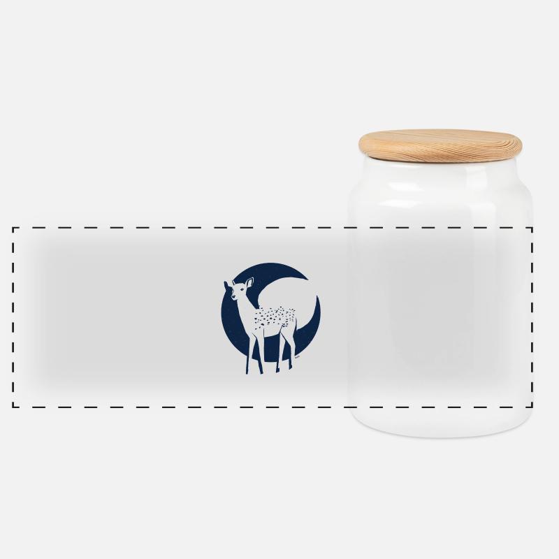 BuJa deer2 - Panorama Keksdose mit Holzdeckel - Weiß