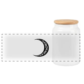 crescent moon tattoo moon tribal tattoo - Panoramic Cookie Jar with Wooden Lid - white - Front