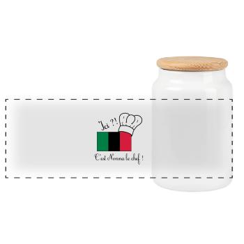 Nonna le chef - Boîte à biscuits avec couvercle en bois - blanc - Devant