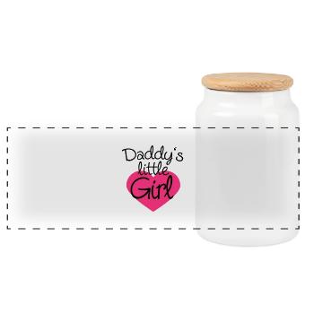 Daddys Little Girl Heart Logo - Panoramic Cookie Jar with Wooden Lid - white - Front
