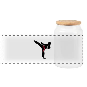 Karate - Boîte à biscuits avec couvercle en bois - blanc - Devant