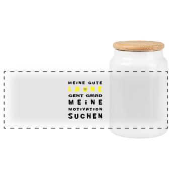 Meine gute Laune - Panorama Keksdose mit Holzdeckel - Weiß - Vorne