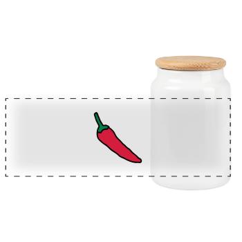 chili pepper drawing, vegetable, paprika hot - Panoramic Cookie Jar with Wooden Lid - white - Front