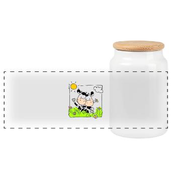 Cow Friends - Boîte à biscuits avec couvercle en bois - blanc - Devant