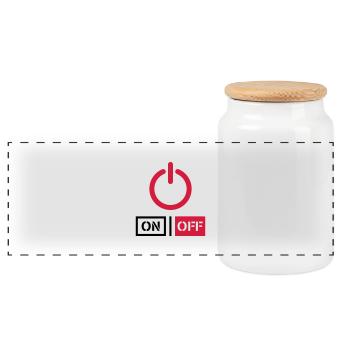 Off On Power Schalter Design - Panoramic Cookie Jar with Wooden Lid - white - Front