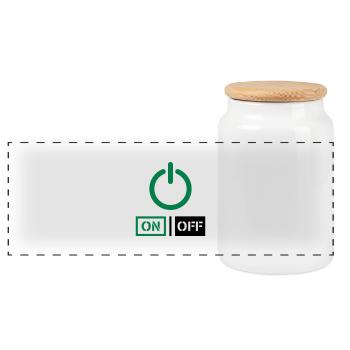On Off Power Schalter Design - Panoramic Cookie Jar with Wooden Lid - white - Front