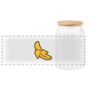 Banana - Panoramic Cookie Jar with Wooden Lid - white - Front