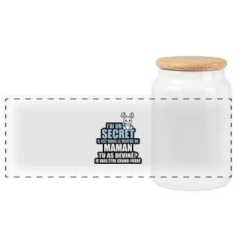 j'ai un secret je vais être grand-frère - Boîte à biscuits avec couvercle en bois - blanc - Devant