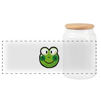 Smiley Frog - Boîte à biscuits avec couvercle en bois - blanc - Devant