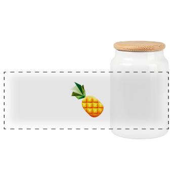 Smiley Pineapple - Panorama Keksdose mit Holzdeckel - Weiß - Vorne