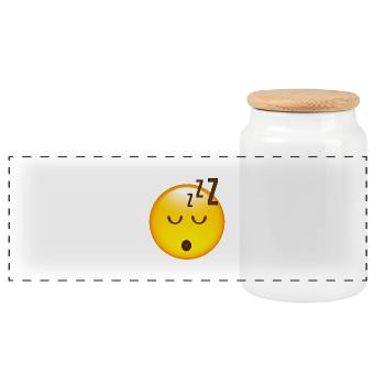 Smiley Sleeping - Panoramic Cookie Jar with Wooden Lid - white - Front