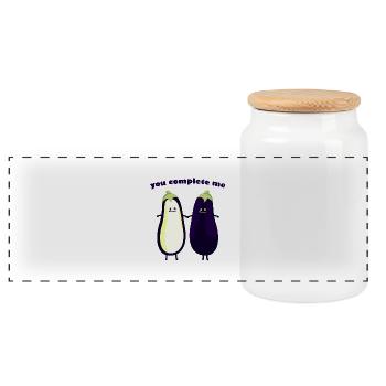 you complete my - Panoramic Cookie Jar with Wooden Lid - white - Front
