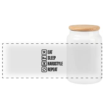 Eat Sleep hardstyle Repeat - Panoramic Cookie Jar with Wooden Lid - white - Front