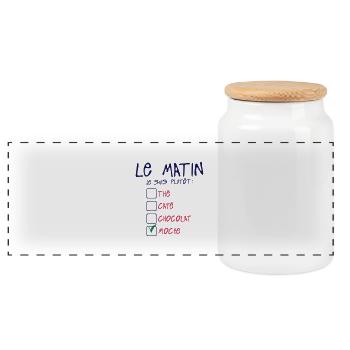 citation matin plutot the cafe moche cho - Boîte à biscuits avec couvercle en bois - blanc - Devant