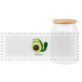 Avocato – The sweetest fusion - Panoramic Cookie Jar with Wooden Lid - white - Front