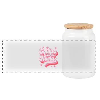 Equipo dela Novia Team Bride Wedding Bridesmaid - Panoramic Cookie Jar with Wooden Lid - white - Front