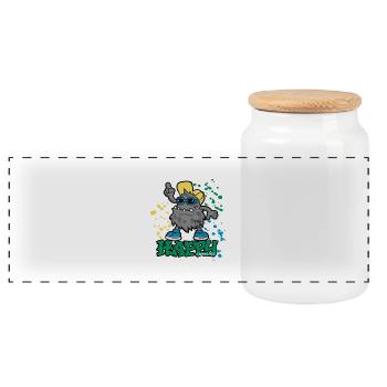 Happy Monster - Panoramic Cookie Jar with Wooden Lid - white - Front