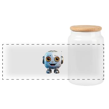 Des robots pour les nerds et tous ceux qui aiment la technologie - Boîte à biscuits avec couvercle en bois - blanc - Devant