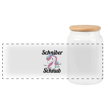 Schinber Einhorn - Panorama Keksdose mit Holzdeckel - Weiß - Vorne