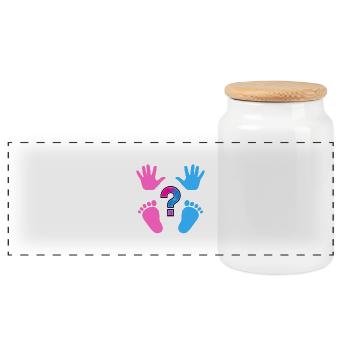 Girl or boy - Panoramic Cookie Jar with Wooden Lid - white - Front