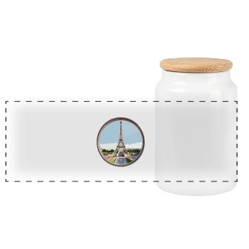 Eiffelturm - Panorama Keksdose mit Holzdeckel - Weiß - Vorne