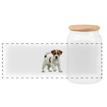 Jack Russell Terrier real - Panoramic Cookie Jar with Wooden Lid - white - Front