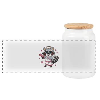Striped Cupid: Wild Love Guaranteed! - Panoramic Cookie Jar with Wooden Lid - white - Front