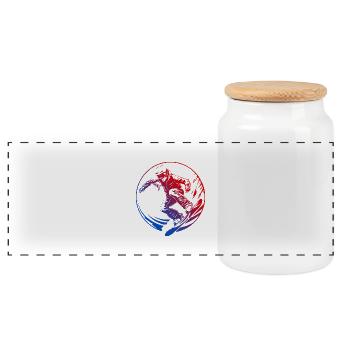 Snowboarding Silhouette Bunt - Panorama Keksdose mit Holzdeckel - Weiß - Vorne