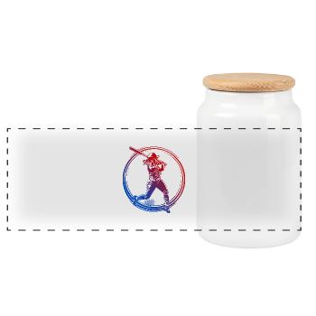Silhouette de baseball coloré - Boîte à biscuits avec couvercle en bois - blanc - Devant