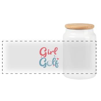 Juste une fille qui aime le golf, golfeur, passe-temps - Boîte à biscuits avec couvercle en bois - blanc - Devant