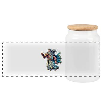 zeus comic 1 - Panorama Keksdose mit Holzdeckel - Weiß - Vorne