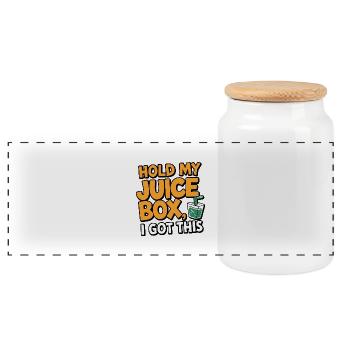 Hold My Juice Box, I Got This - Panoramic Cookie Jar with Wooden Lid - white - Front