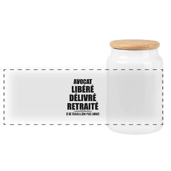 Anwalt feiert seinen Ruhestand mit Humor - Panorama Keksdose mit Holzdeckel - Weiß - Vorne