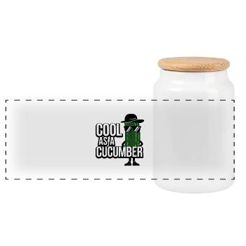 Cool comme un concombre - Boîte à biscuits avec couvercle en bois - blanc - Devant