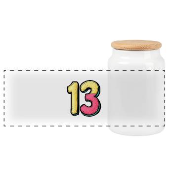 13 Symbole numérique - Boîte à biscuits avec couvercle en bois - blanc - Devant