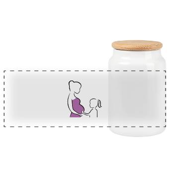 Schwangere mit ihrer Tochter - Silhouette - Panorama Keksdose mit Holzdeckel - Weiß - Vorne
