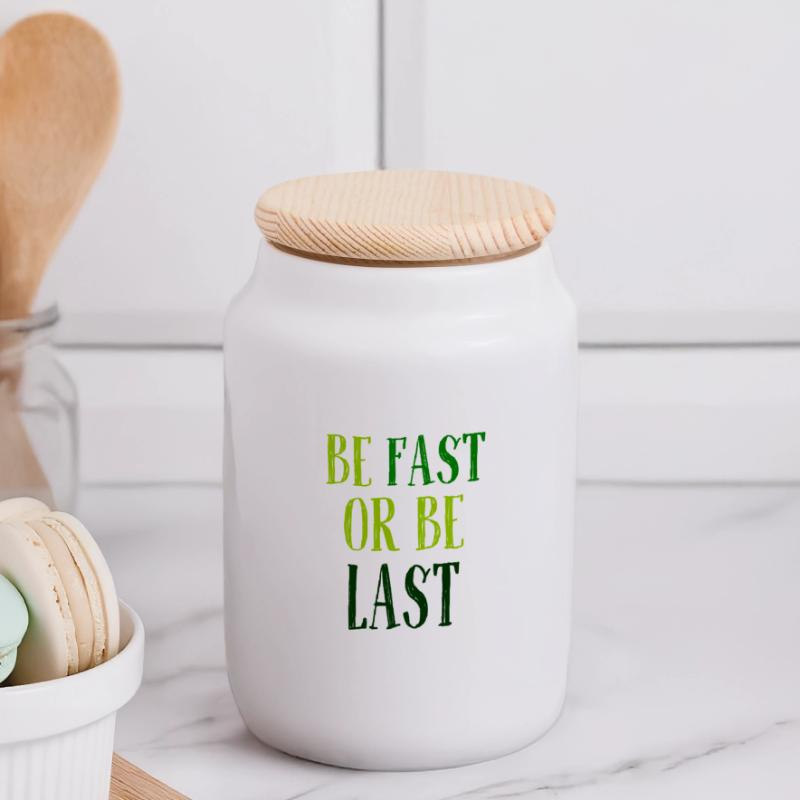Be fast or be last - Sei schnell oder sei Letzter Panorama Keksdose mit Holzdeckel