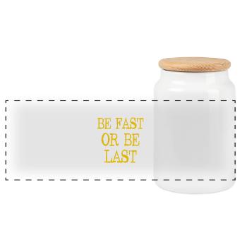 Être rapide ou être le dernier - Sei schnell oder sei Letzter - Boîte à biscuits avec couvercle en bois - blanc - Devant