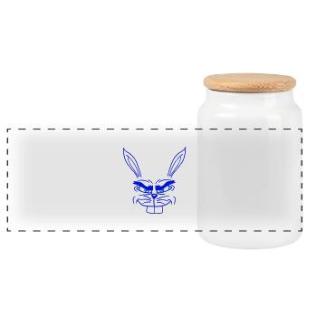 Lapin Monstre Mauvais Œil Dangereux Cool Sourire - Boîte à biscuits avec couvercle en bois - blanc - Devant