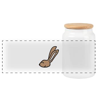 Lapin Lapin Dessin animé Petit Animal Mignon - Boîte à biscuits avec couvercle en bois - blanc - Devant