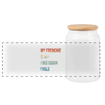 Frenchie Firstborn - Panorama Keksdose mit Holzdeckel - Weiß - Vorne