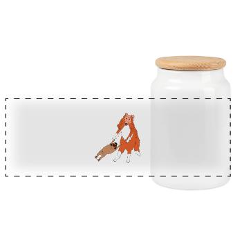Dancing Dogs B - Panoramic Cookie Jar with Wooden Lid - white - Front