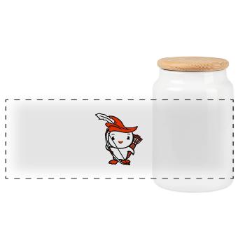 Duck Archer Bow and Arrow Feather Hat Fighter - Panoramic Cookie Jar with Wooden Lid - white - Front