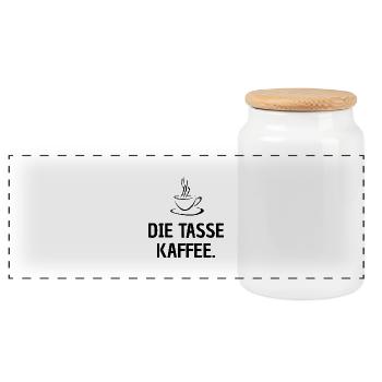 Die Tasse Kaffee! - Panorama Keksdose mit Holzdeckel - Weiß - Vorne