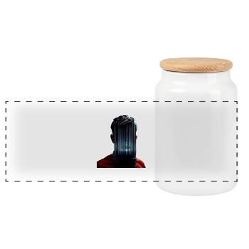 Man and machine - Panoramic Cookie Jar with Wooden Lid - white - Front