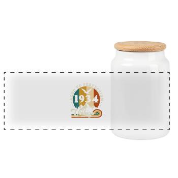 Jahrgang Geburtstag 1935 - Geburtstag 2025. - Panorama Keksdose mit Holzdeckel - Weiß - Vorne